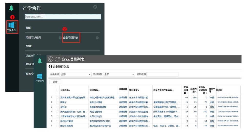 通(tōng)過“企業(yè)項目列表”功能(néng)，查詢企業(yè)名稱“深圳市獵空科技有限公司”進行(xíng)搜索，查詢公司所發布的(de)項目。