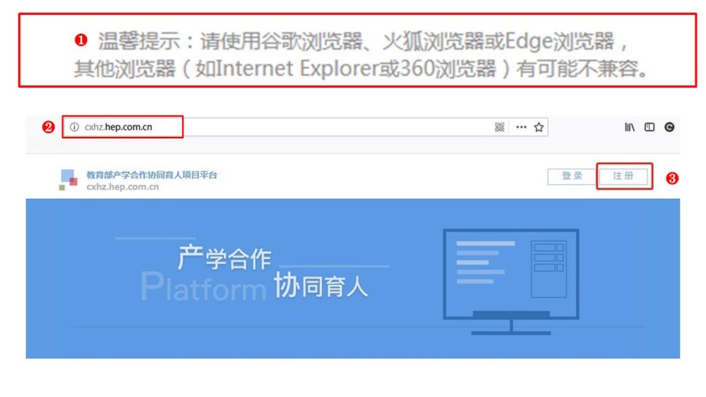 登錄教育部産學研協同育人(rén)平台：http://cxhz.hep.com.cn/。
